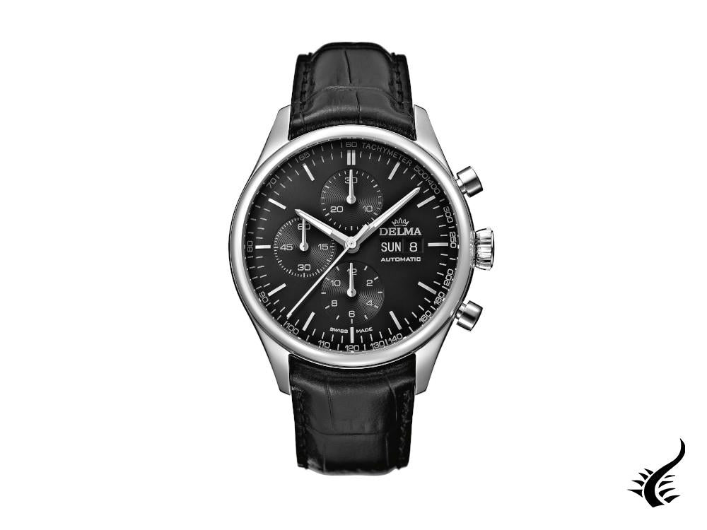 Montre automatique Delma Heritage Chonogrpah, noire, 43 mm, 41601.728.6.031