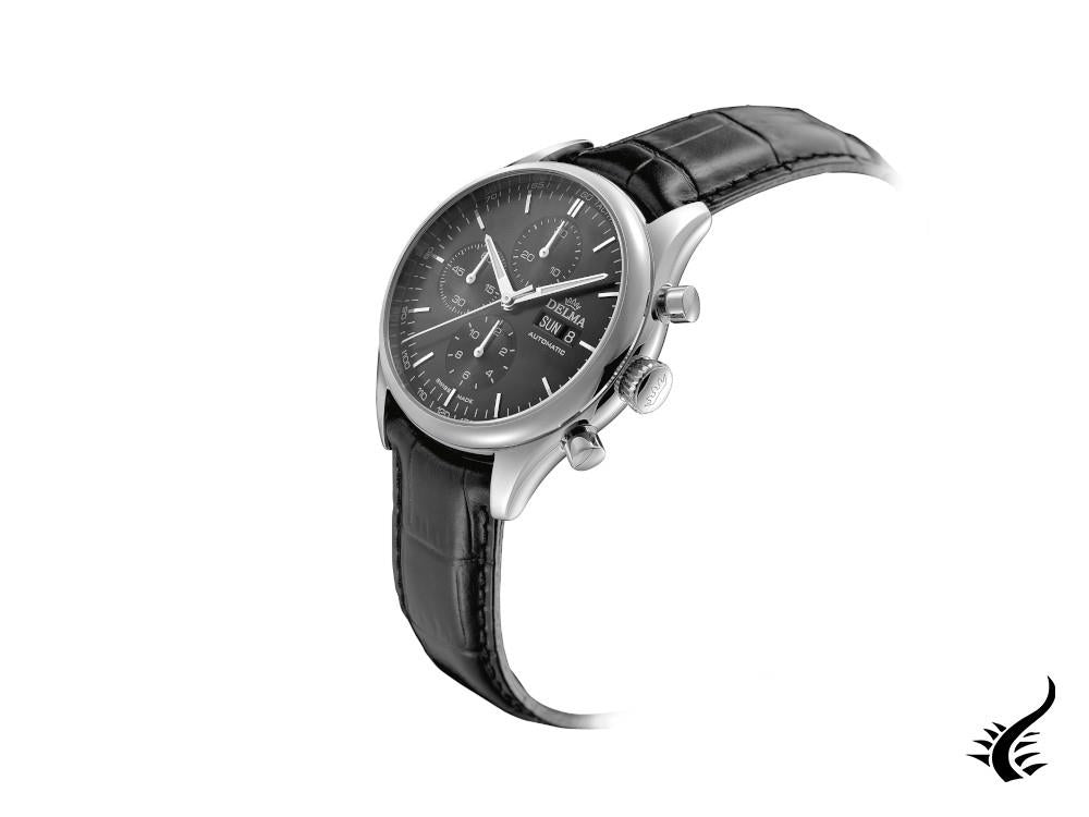 Montre automatique Delma Heritage Chonogrpah, noire, 43 mm, 41601.728.6.031