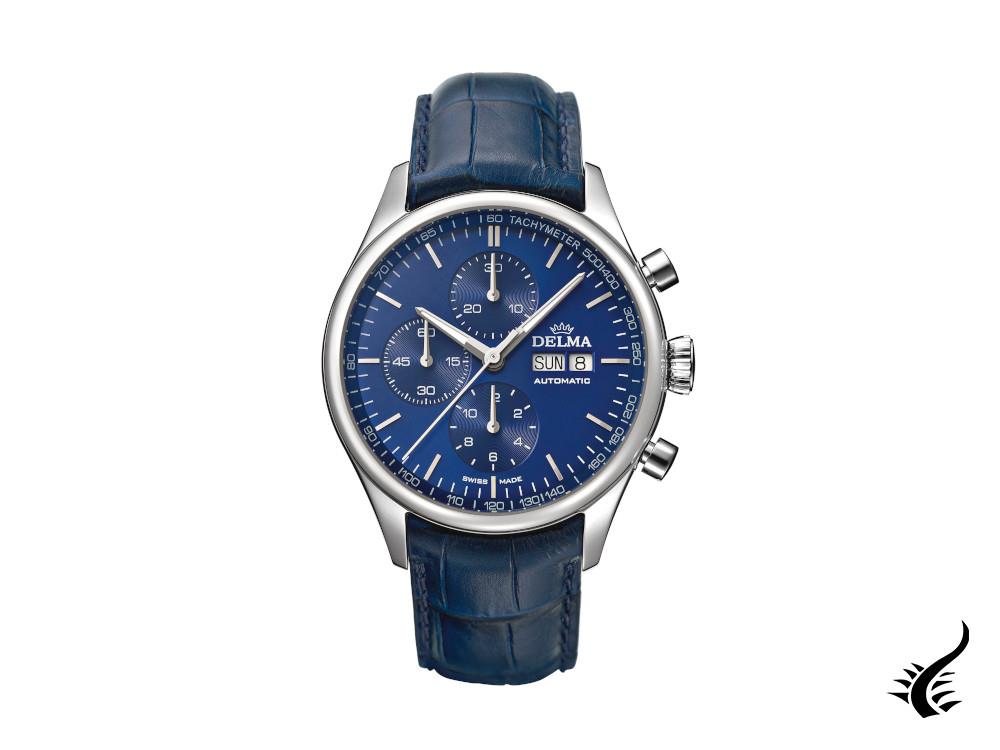 Delma Heritage Chronograph Automatic Watch, Blue, 43 mm, 41601.728.6.041