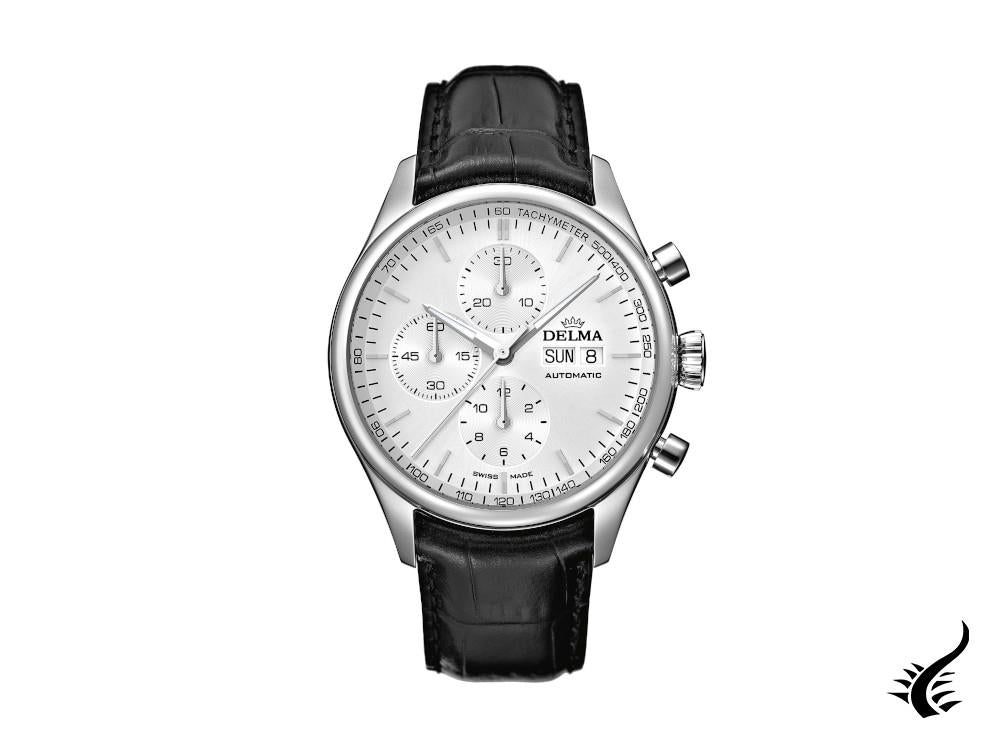 Montre automatique chronographe Delma Heritage, argent, 43 mm, 41601.728.6.061