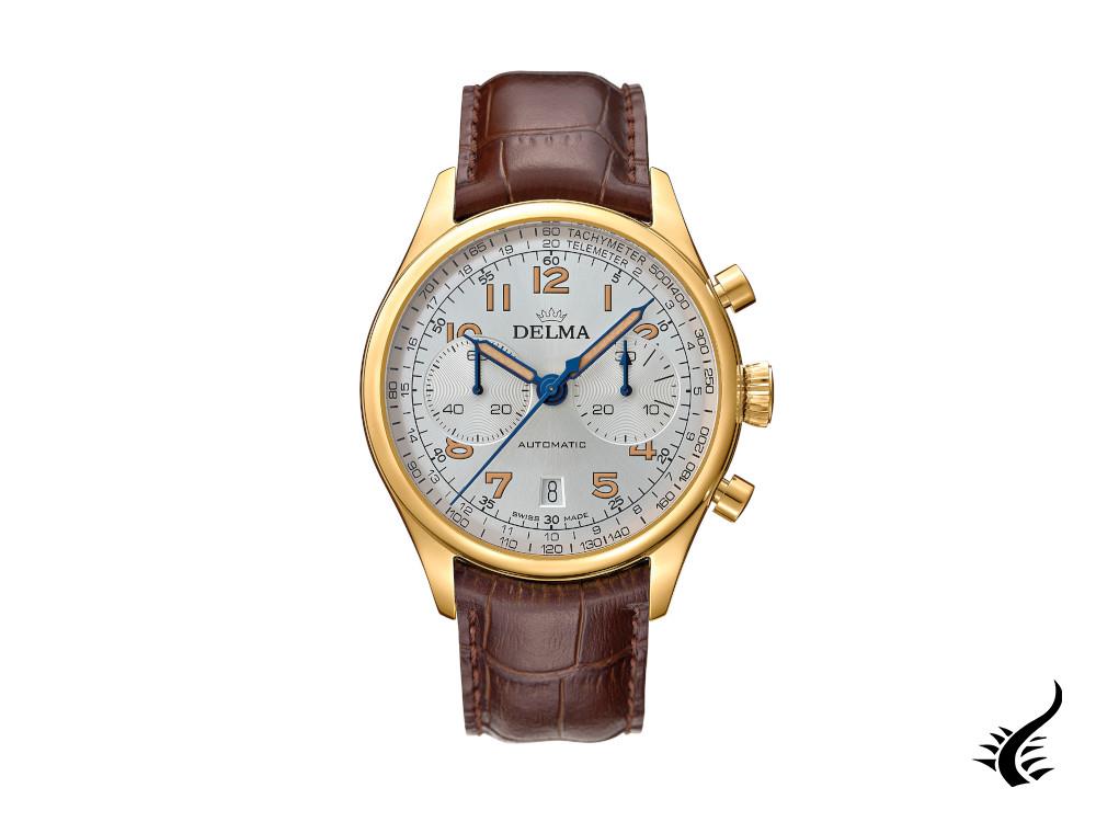 Montre automatique Delma Heritage Chronograph, blanche, 43 mm, LE, 42601.730.6.062