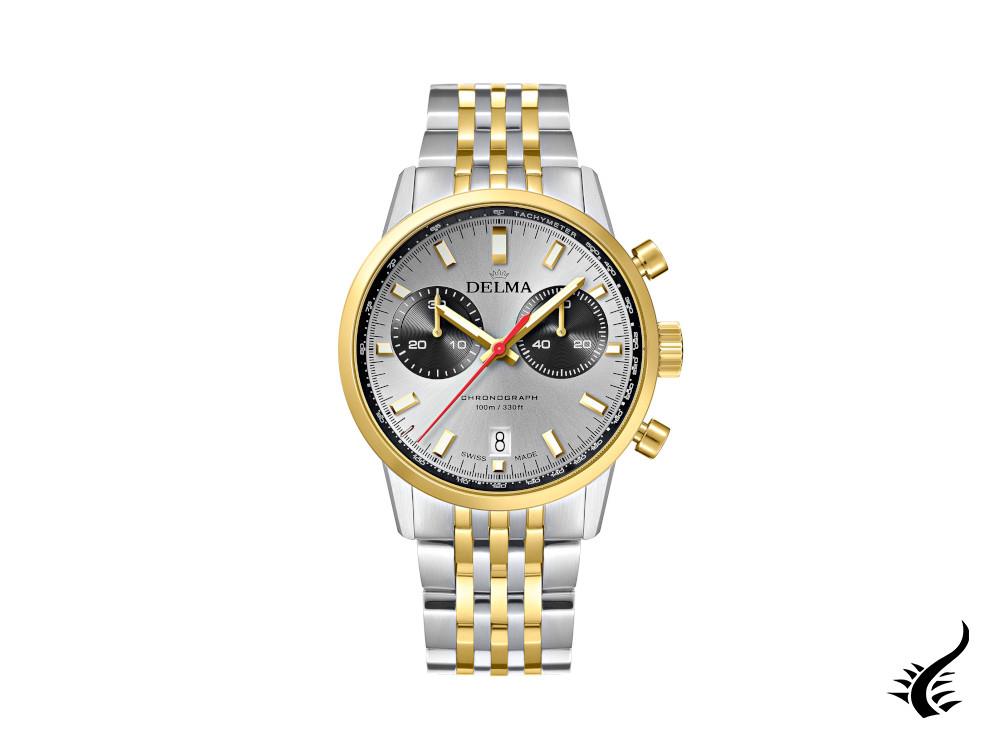 Delma Racing Continental Quartz Watch, Ronda Z50, Silver, 42 mm, 52701.704.6.061