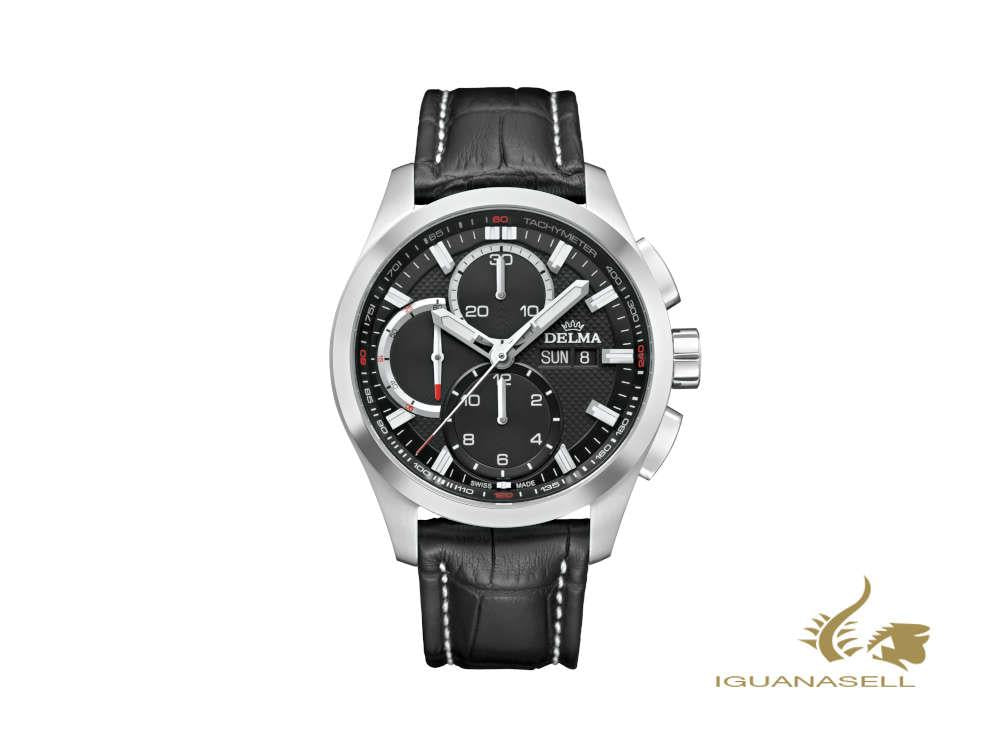 Montre automatique Delma Racing Klondike Chronotec, noire, 44 mm, 41601.660.6.031