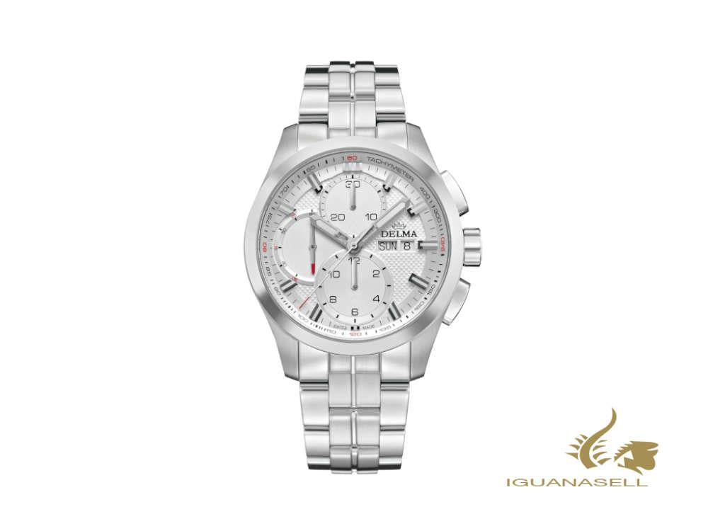 Montre automatique Delma Racing Klondike Chronotec, blanche, 44 mm, 41701.660.6.061