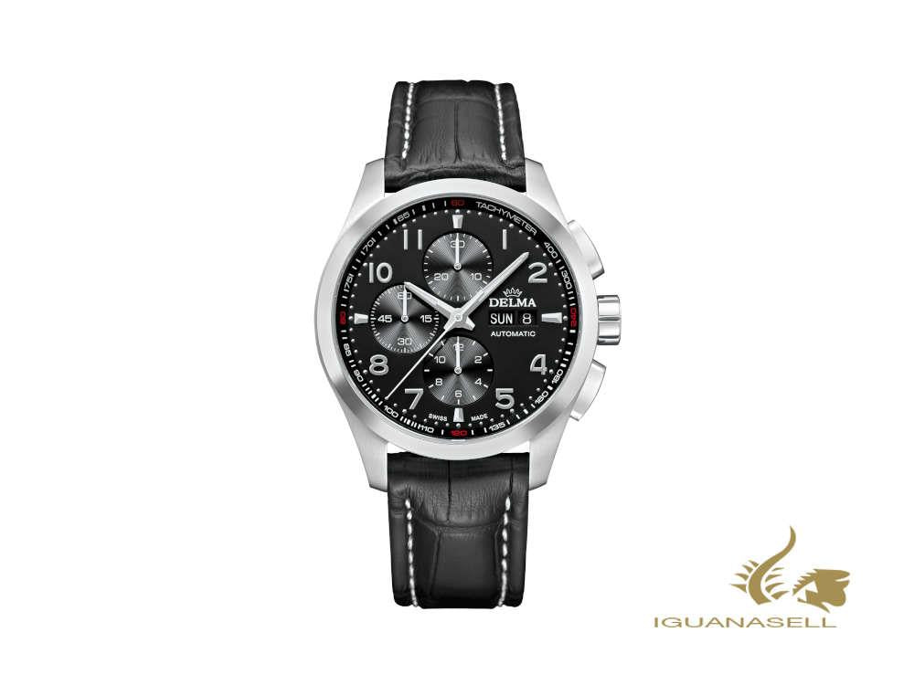 Montre automatique Delma Racing Klondike Classic, noire, 44 mm, 41601.660.6.032