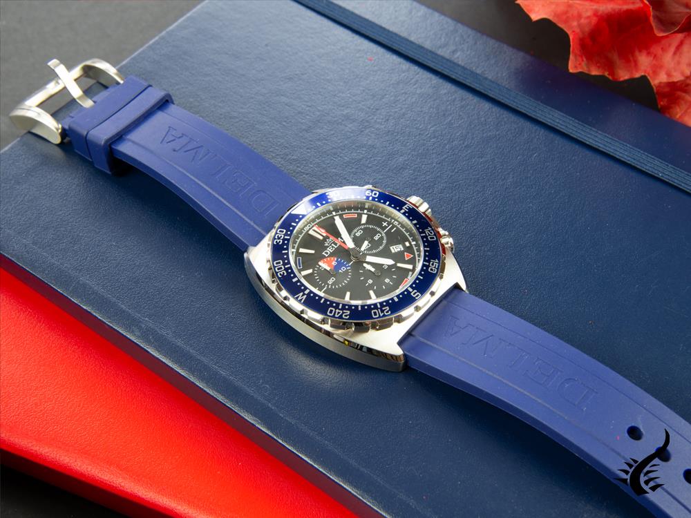 Delma Racing Oceanmaster Quartz Watch, Chrono, Black, 44 mm, 41501.678.6.048