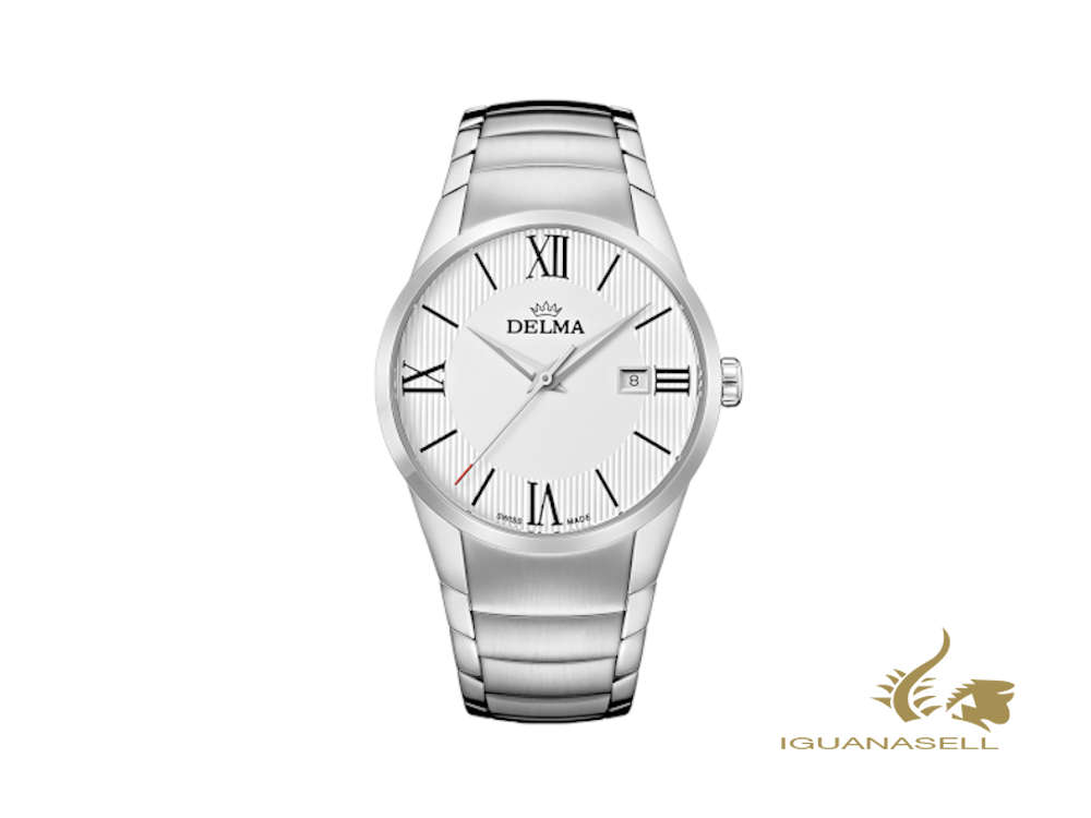 Montre à quartz Delma Tarragona Dress, blanche, 40 mm, 41701.618.6.016