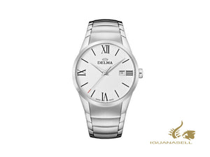 Montre à quartz Delma Tarragona Dress, blanche, 40 mm, 41701.618.6.016