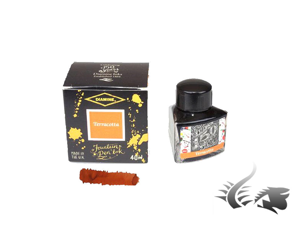 Diamine 1864 Terracotta, 150th Anniversary Ink Bottle, 40ml, Crystal