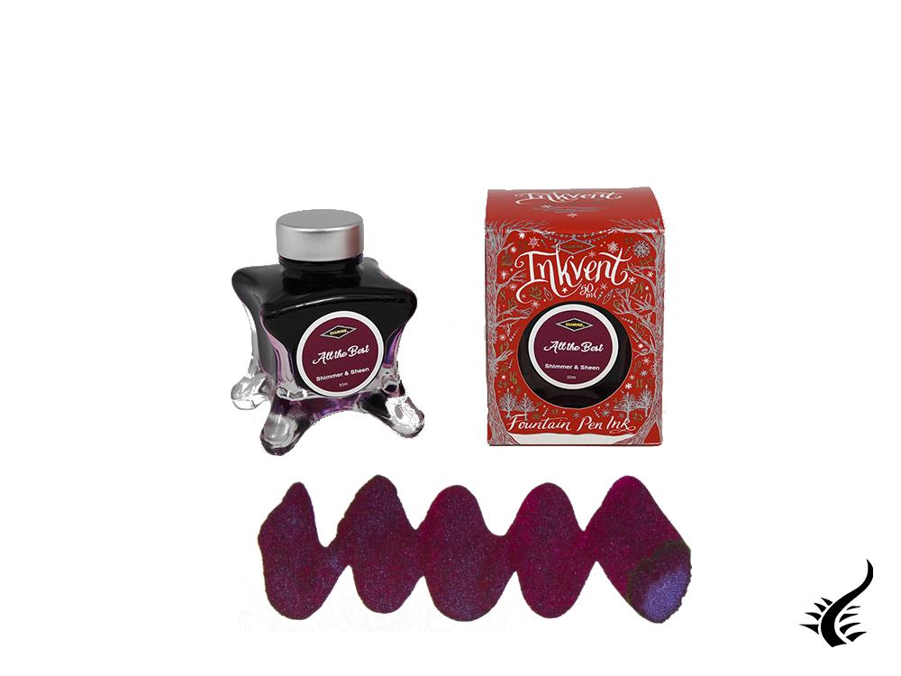 Bouteille d'encre rouge Diamine All The Best Ink Vent, 50 ml, violet, verre