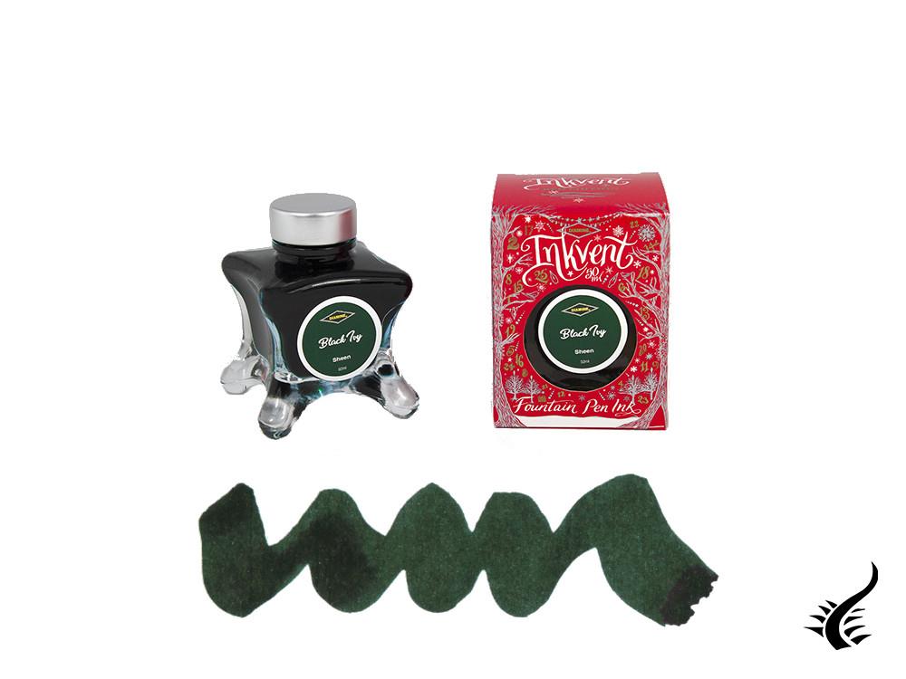 Bouteille d'encre rouge Diamine Black Ivy Ink Vent, 50 ml, verte, verre