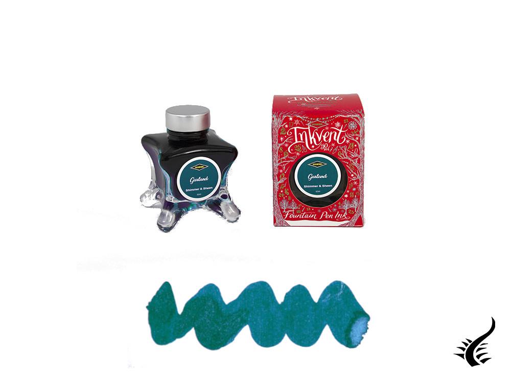 Bouteille d'encre rouge Diamine Garland Ink Vent, 50 ml, verte, en verre