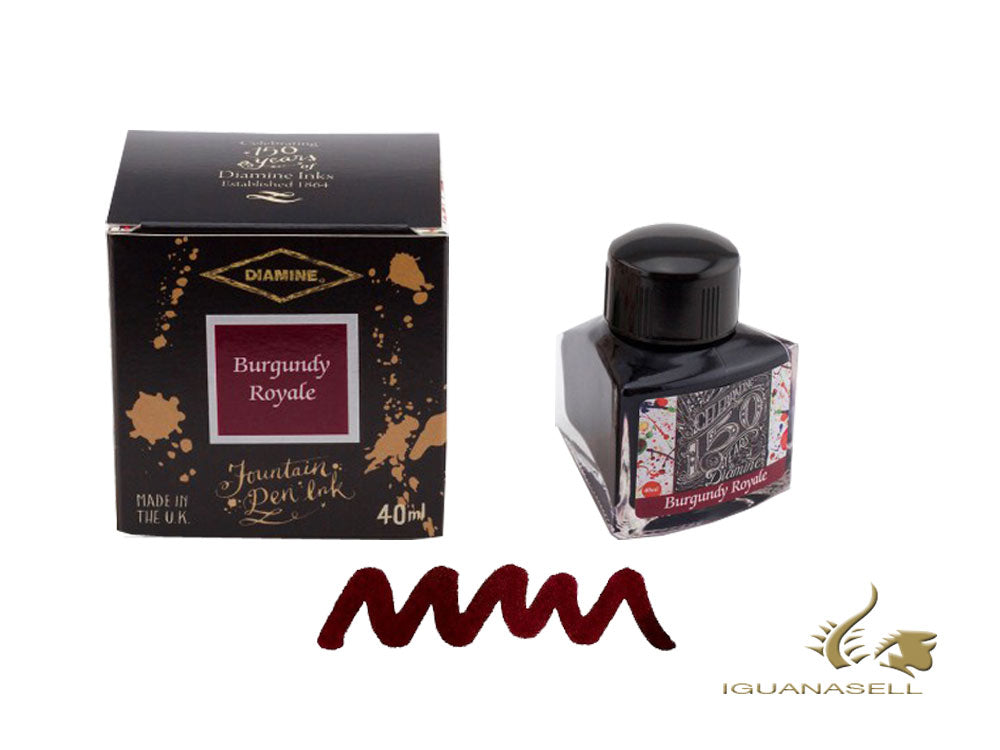 Diamine Ink Bottle, 40ml., Burgundy Royale, Crystal