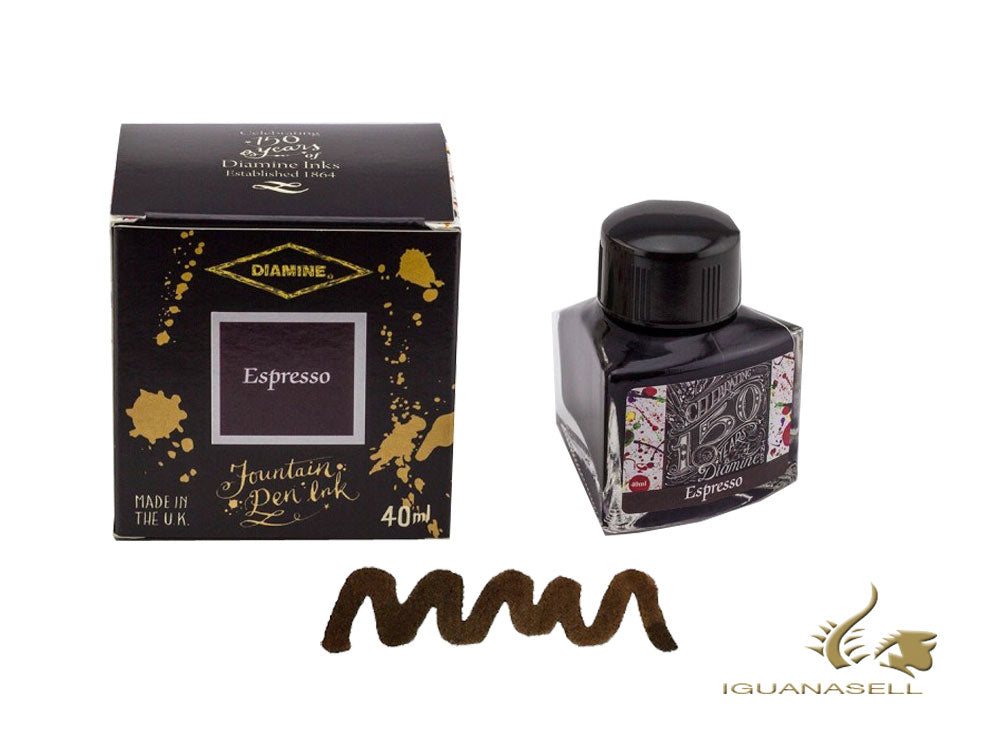 Diamine Ink Bottle, 40ml., Espresso, Crystal