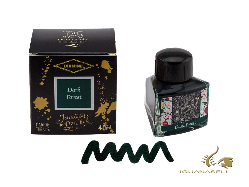 Bouteille d'encre Diamine, 40 ml, Dark Forest, cristal