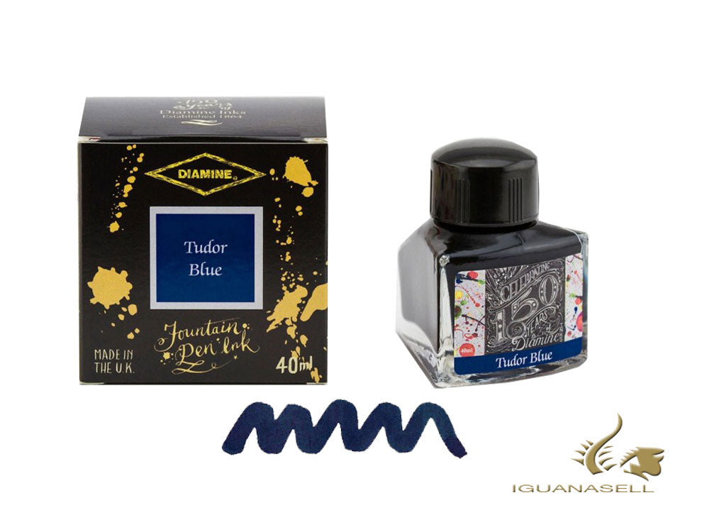 Diamine Ink Bottle, 40ml., Tudor Blue, Crystal