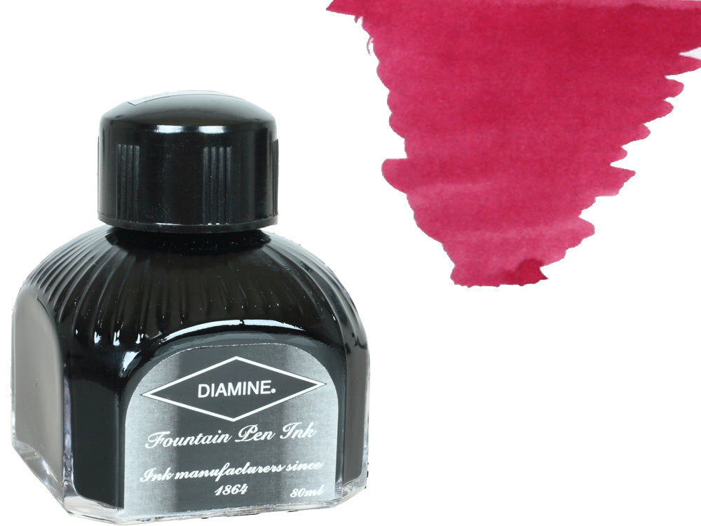 Bouteille d'encre Diamine, 80 ml, Amarante, bouteille en cristal italien