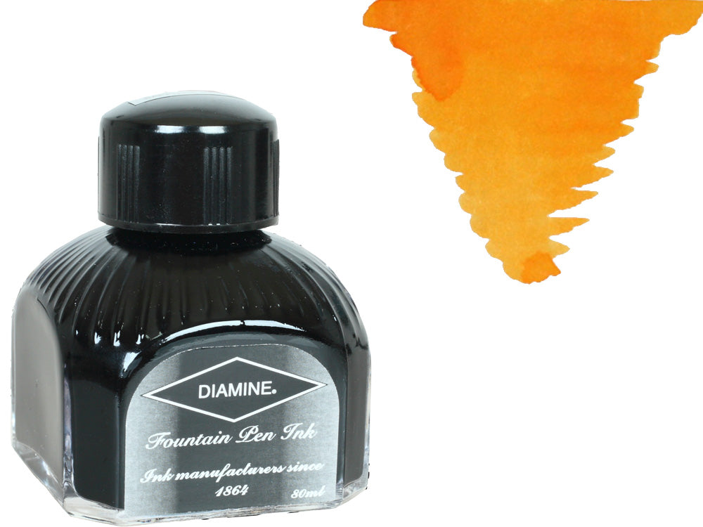 Bouteille d'encre Diamine, 80 ml, ambre, cristal italien