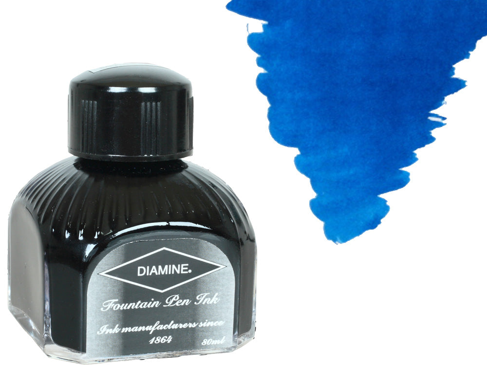 Bouteille d'encre Diamine, 80 ml, bleu Asa, cristal italien