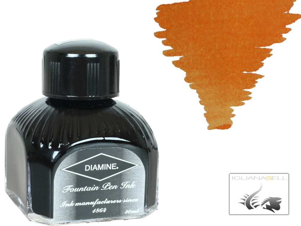 Diamine Ink Bottle, 80ml., Autumn Oak, Orange, Italyan crystal bottle