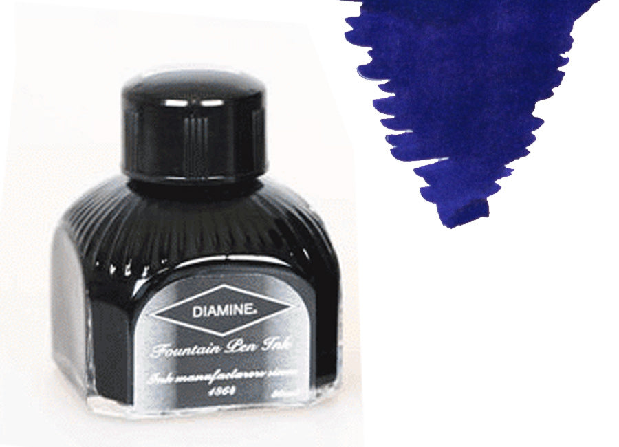 Bouteille d'encre Diamine, 80 ml, Myrtille, bouteille en cristal italien