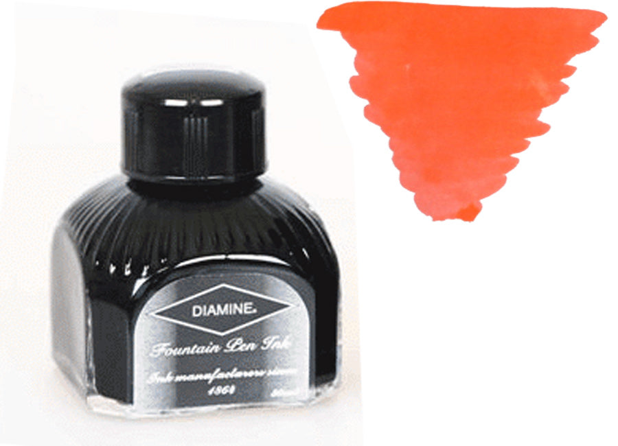 Diamine Ink Bottle, 80ml., Coral, Italyan crystal bottle