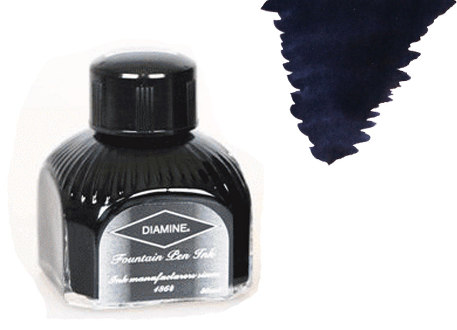 Bouteille d'encre Diamine, 80 ml, Eclipse, bouteille en cristal italien