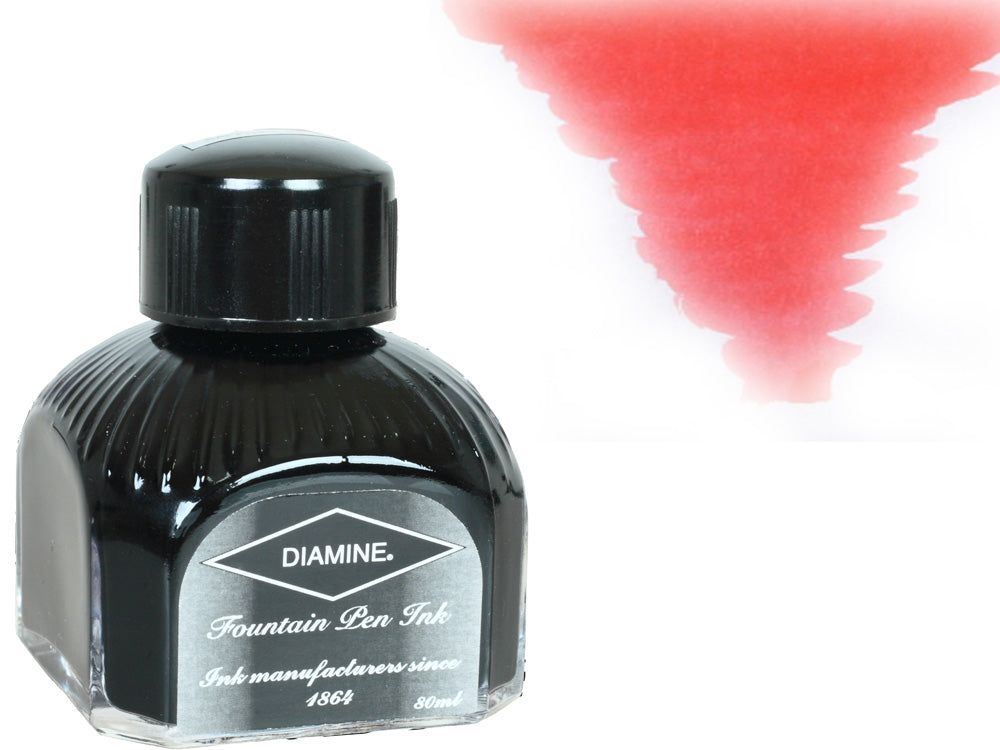 Bouteille d'encre Diamine, 80 ml, rose flamant rose, cristal italien