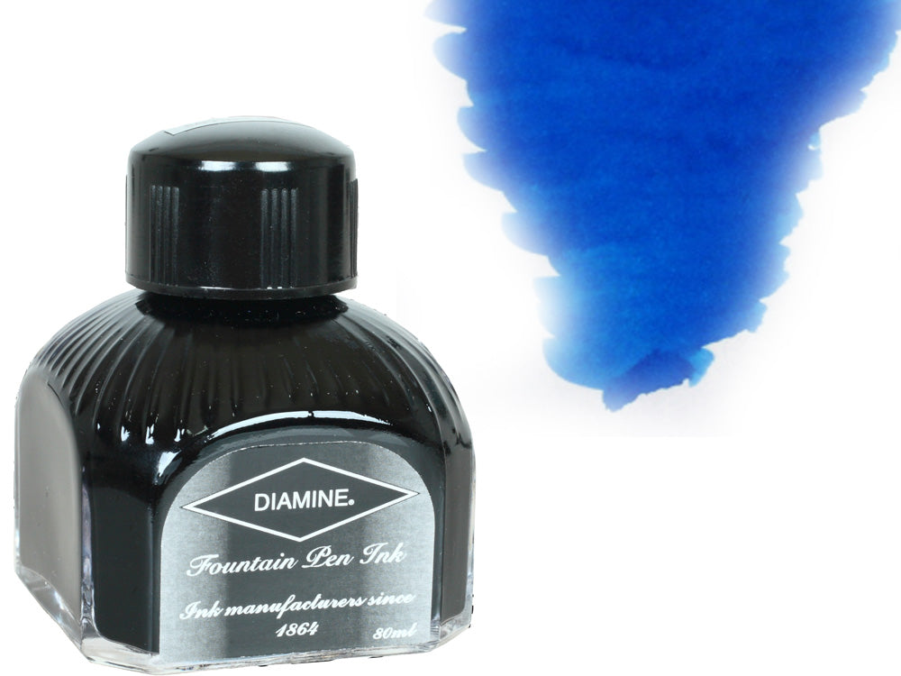 Bouteille d'encre Diamine, 80 ml, bleu Floride, cristal italien