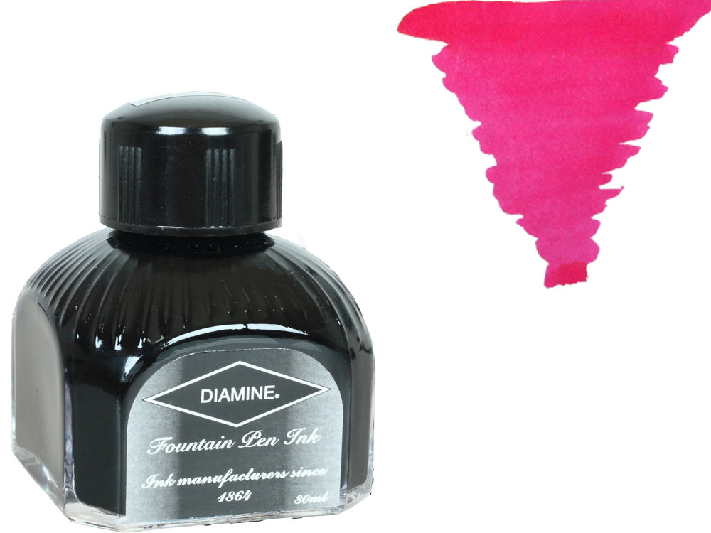 Bouteille d'encre Diamine, 80 ml, Hope Pink, bouteille en cristal italien