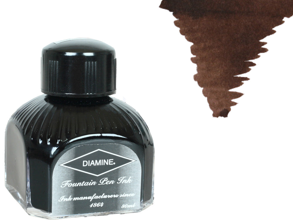 Bouteille d'encre Diamine, 80 ml, Macassar, bouteille en cristal italien