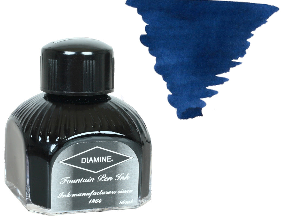 Bouteille d'encre Diamine, 80 ml, Midnight, bouteille en cristal italien