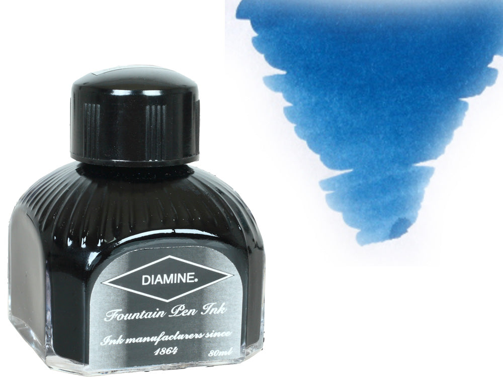 Bouteille d'encre Diamine, 80 ml, Misty Blue, cristal italien