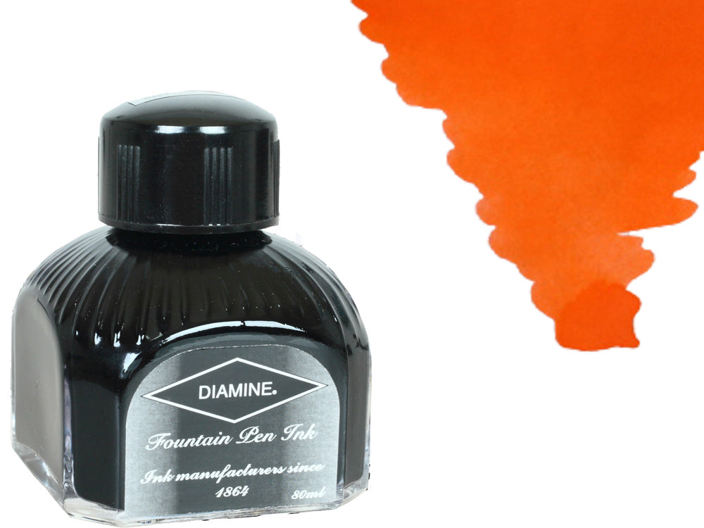 Bouteille d'encre Diamine, 80 ml, Peach Haze, bouteille en cristal italien