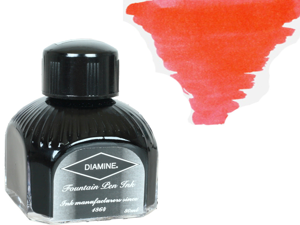 Bouteille d'encre Diamine, 80 ml, rose, cristal italien