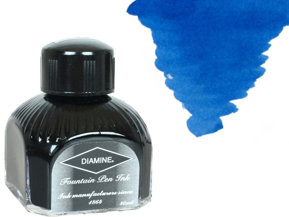 Bouteille d'encre Diamine, 80 ml, bleu présidentiel, bouteille en cristal italien