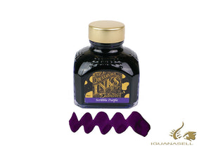 Bouteille d'encre Diamine, 80 ml, violet, bouteille en cristal italien