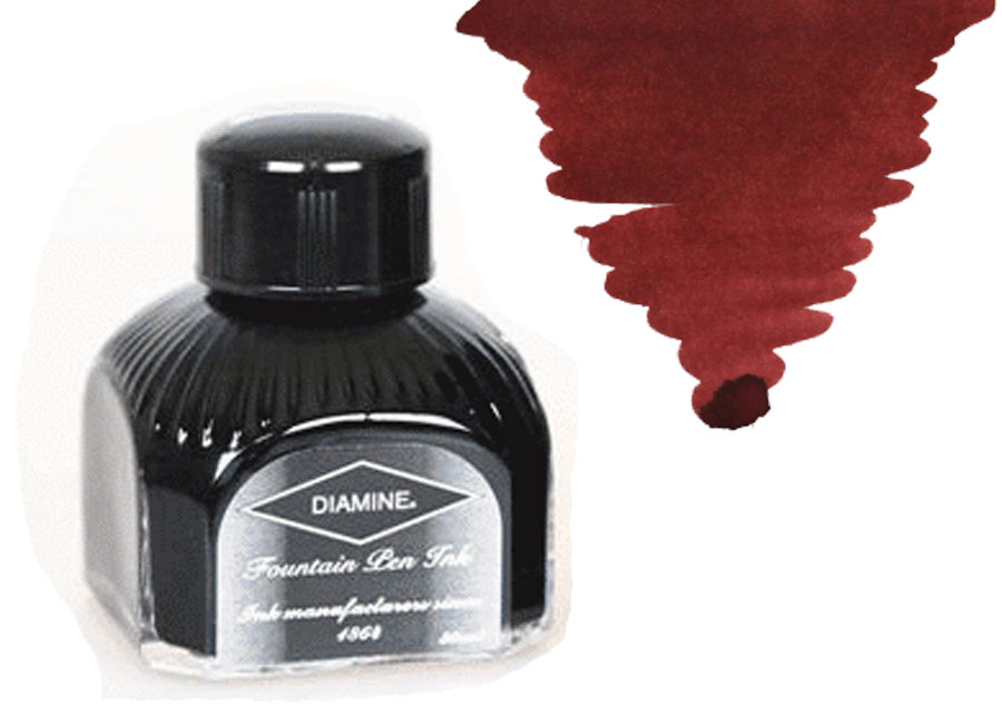 Bouteille d'encre Diamine, 80 ml, marron rustique, bouteille en cristal italien