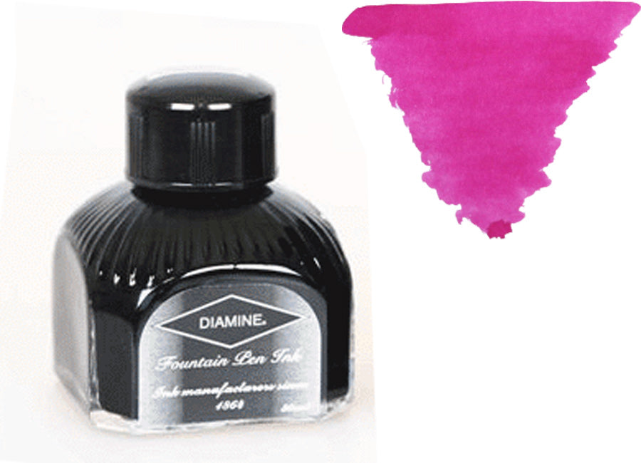 Bouteille d'encre Diamine, 80 ml, bordeaux, bouteille en cristal italien