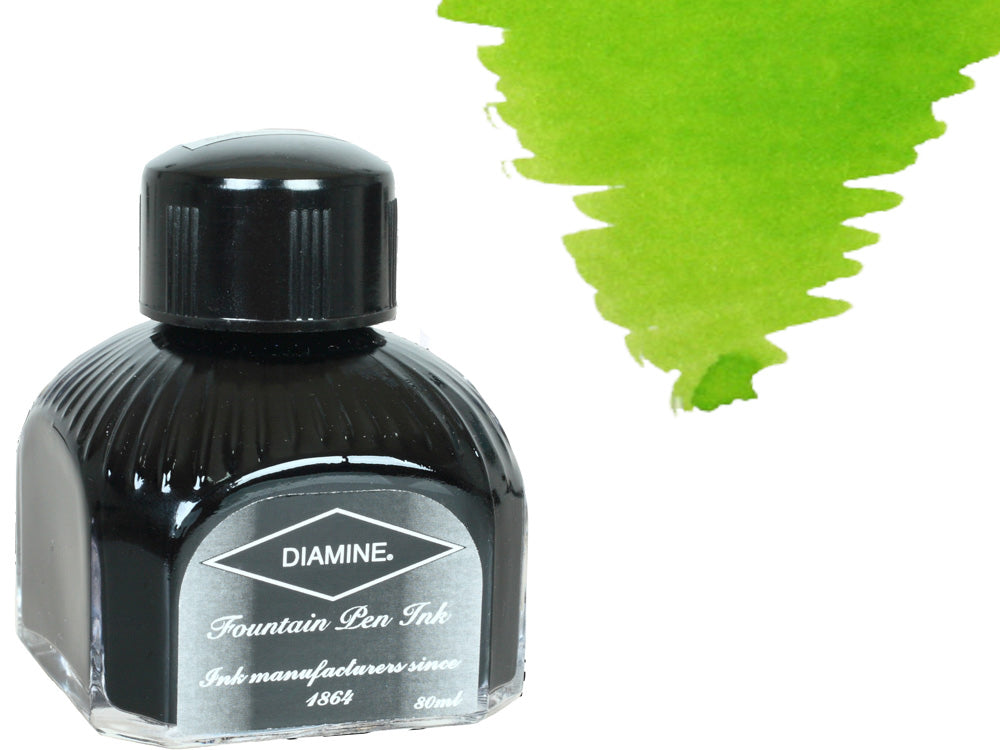 Bouteille d'encre Diamine, 80 ml, vert jade, bouteille en cristal italien