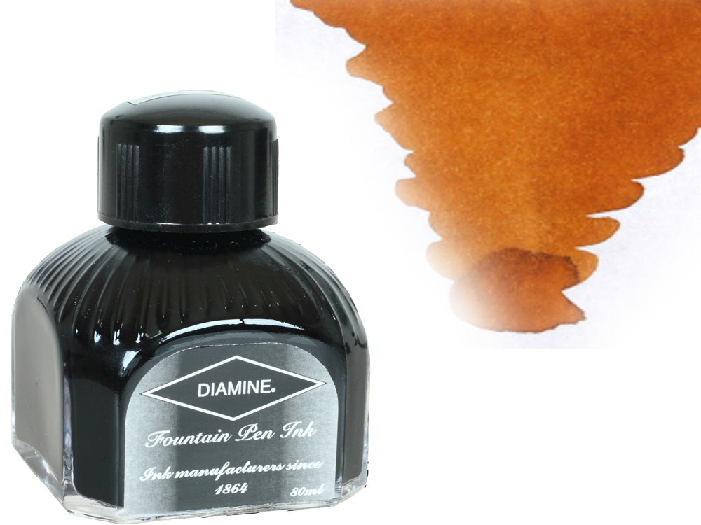 Bouteille d'encre Diamine, 80 ml, sépia, cristal italien