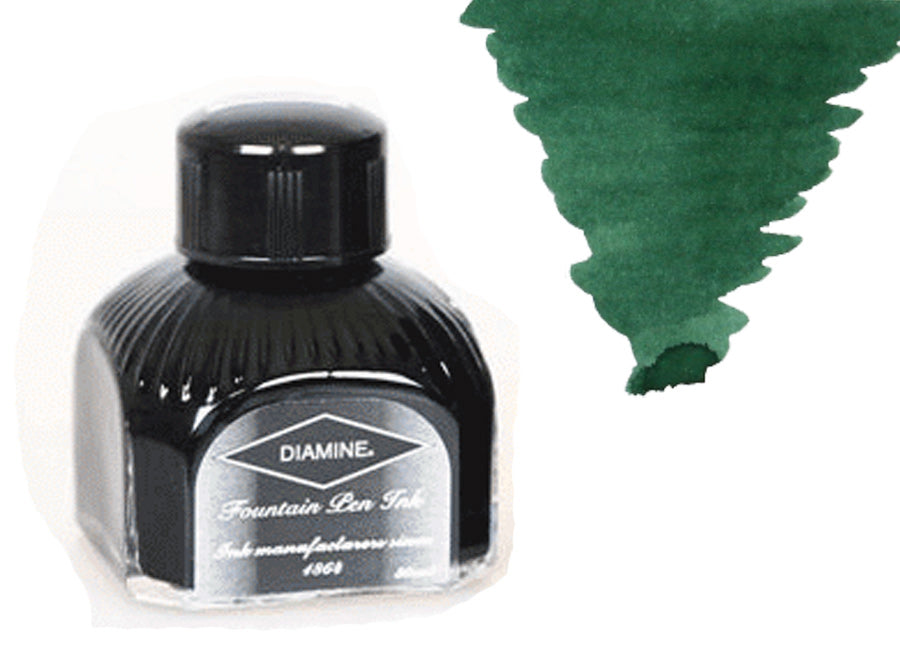 Bouteille d'encre Diamine, 80 ml, terre d'ombre, bouteille en cristal italien