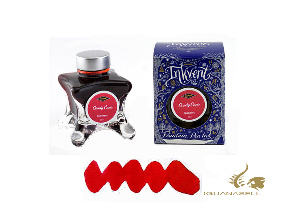 Bouteille d'encre Diamine Candy Cane, Ink Vent Blue, 50 ml, rouge