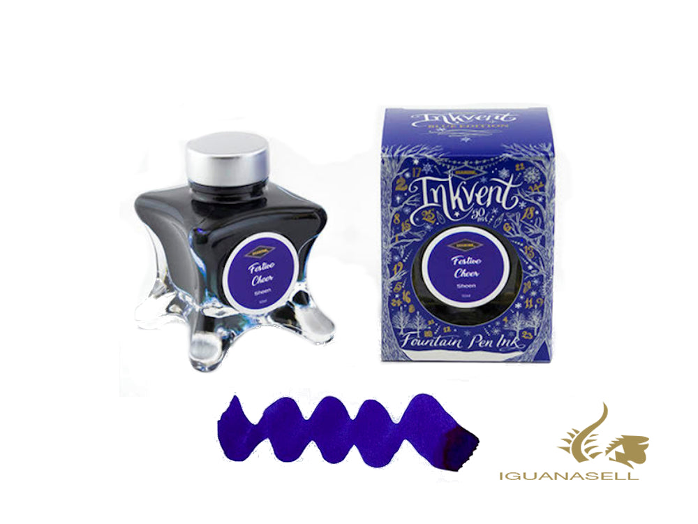 Bouteille d'encre Diamine Festive Cheer, Ink Vent Blue, 50 ml, bleu