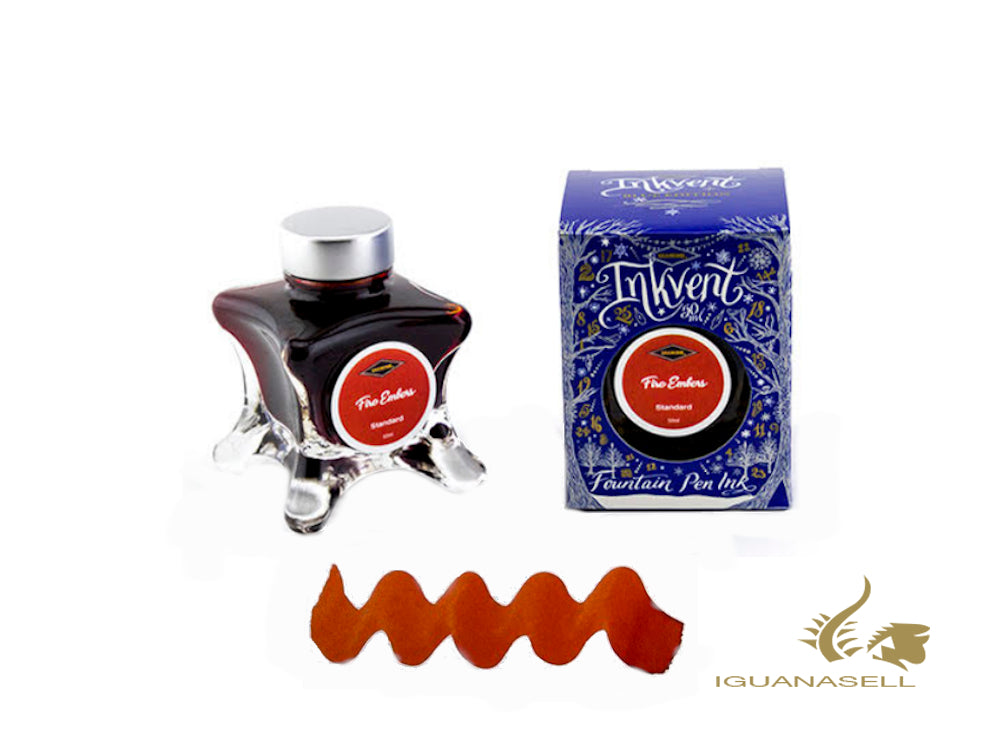 Bouteille d'encre Diamine Fire Embers, Ink Vent Blue, 50 ml, rouge