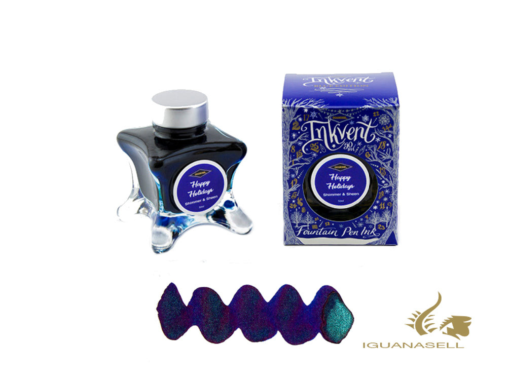 Bouteille d'encre Diamine Happy Holiday, Ink Vent Blue, 50 ml, bleu