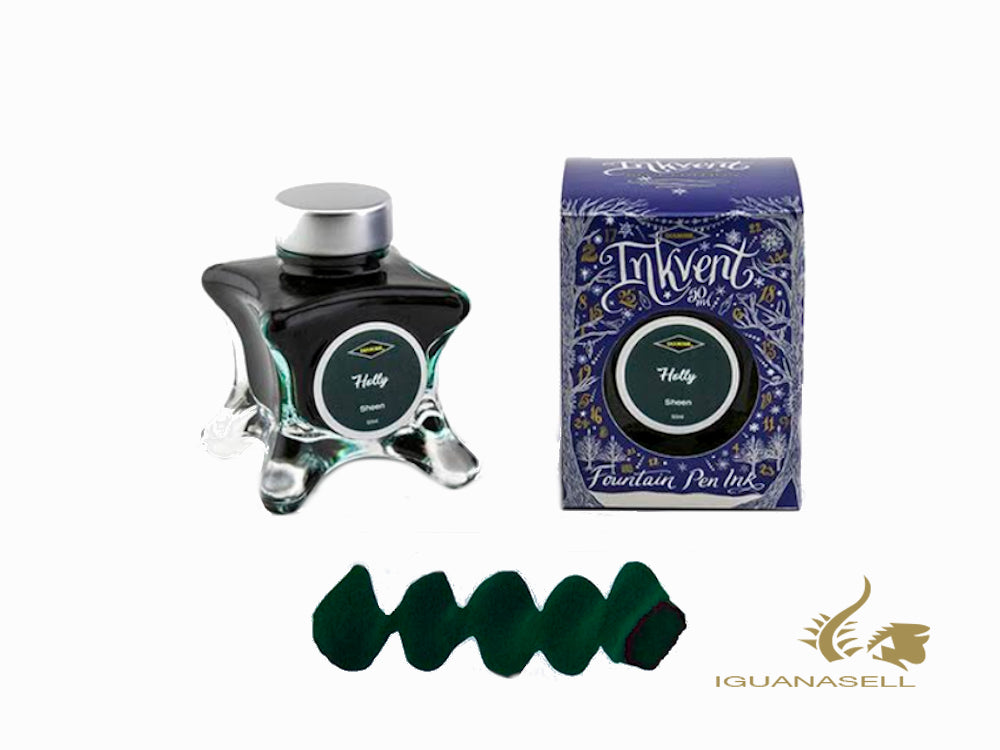 Bouteille d'encre Diamine Holly Dark, Ink Vent Blue, 50 ml, vert