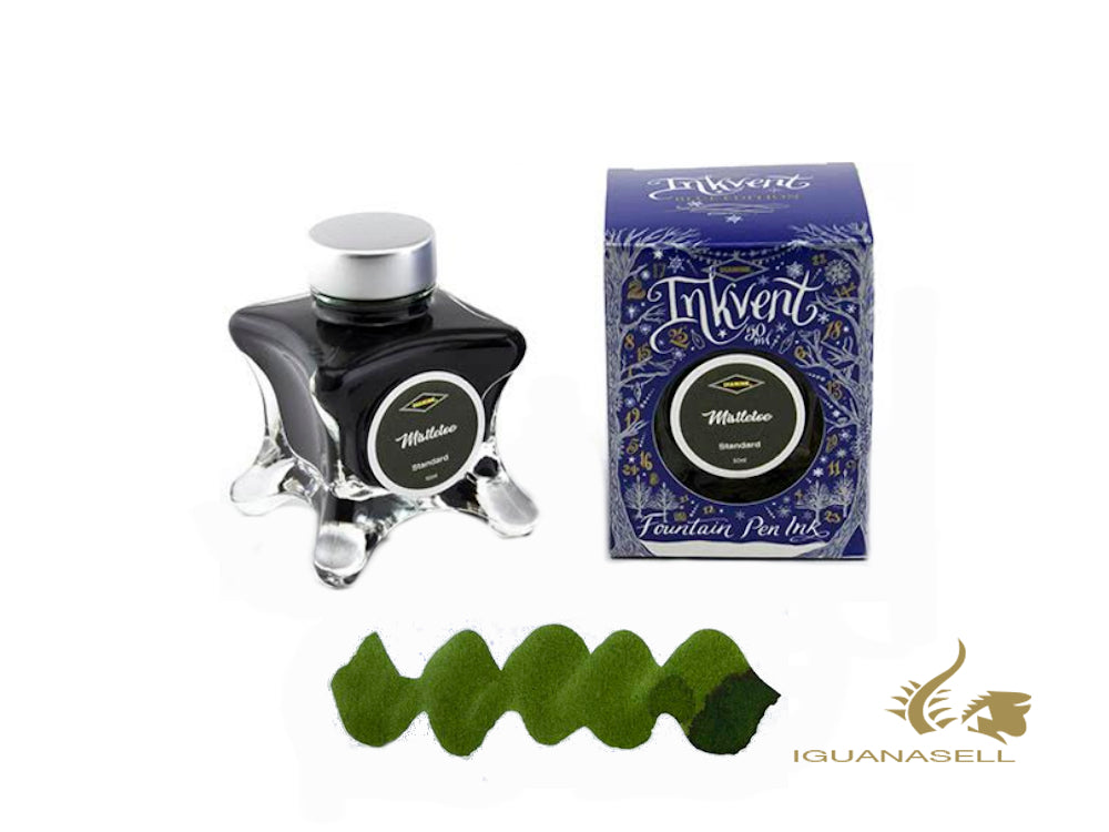 Bouteille d'encre Diamine Mistletoe, Ink Vent Blue, 50 ml, vert