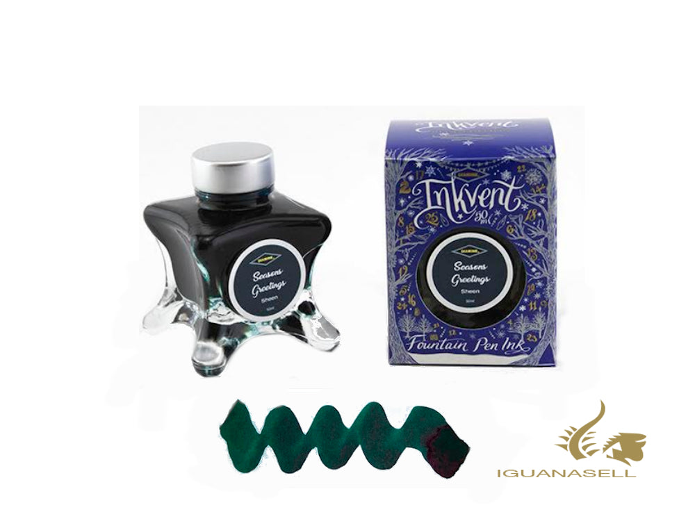 Bouteille d'encre Diamine Seasons Greetings, Ink Vent Blue, 50 ml, vert