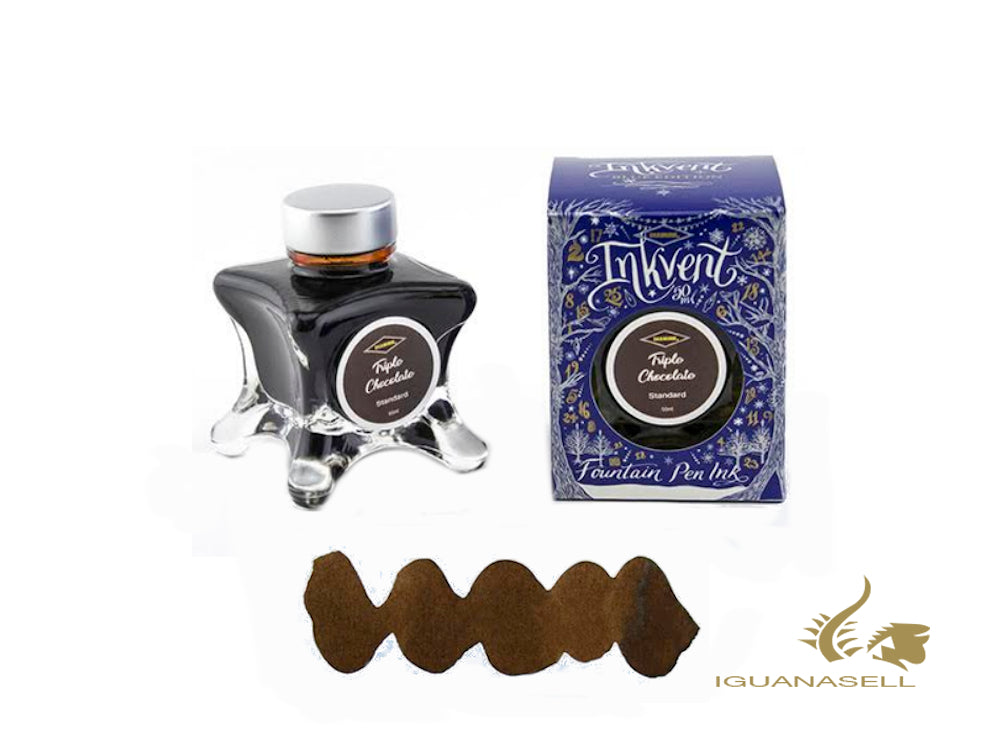 Bouteille d'encre Diamine Triple Chocolate, Ink Vent Blue, 50 ml, marron